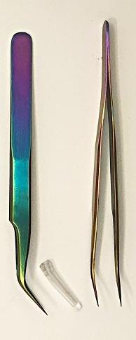 Pinzette gerade Spitze, Metal, Nickelfrei, 12cm, matt-gebürstet Gold Regenbogenfarben
