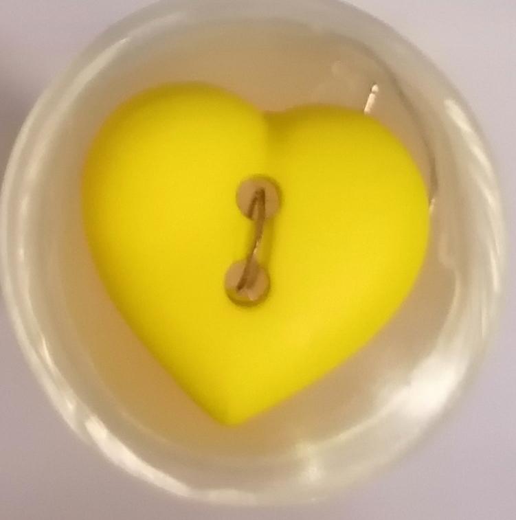 Schulana, Herzknopf, gelb, 15mm