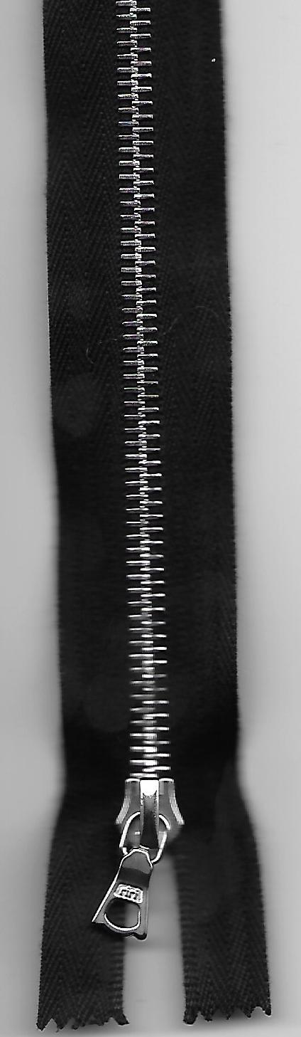 Reissverschluss, Metal 6, NIckel, teilbar, schwarz, Col. 2110, 70cm