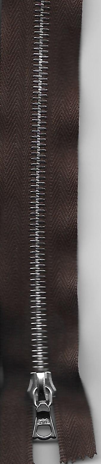 Reissverschluss, Metal 6, Nickel, teilbar, dunkelbraun, Col. 2225, 70cm