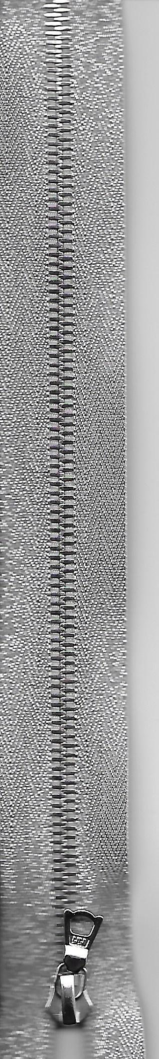 Reissverschluss, Metal 6 Nickelzacken, Lurex, teilbar, silber, Col. 3200, 80cm