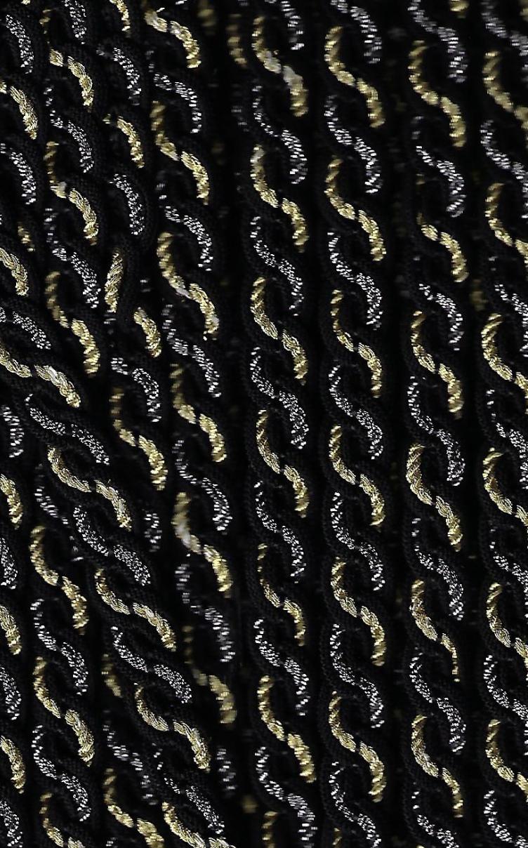 Decozierband schwarz mit Gold und silbrigem Zopfmuster