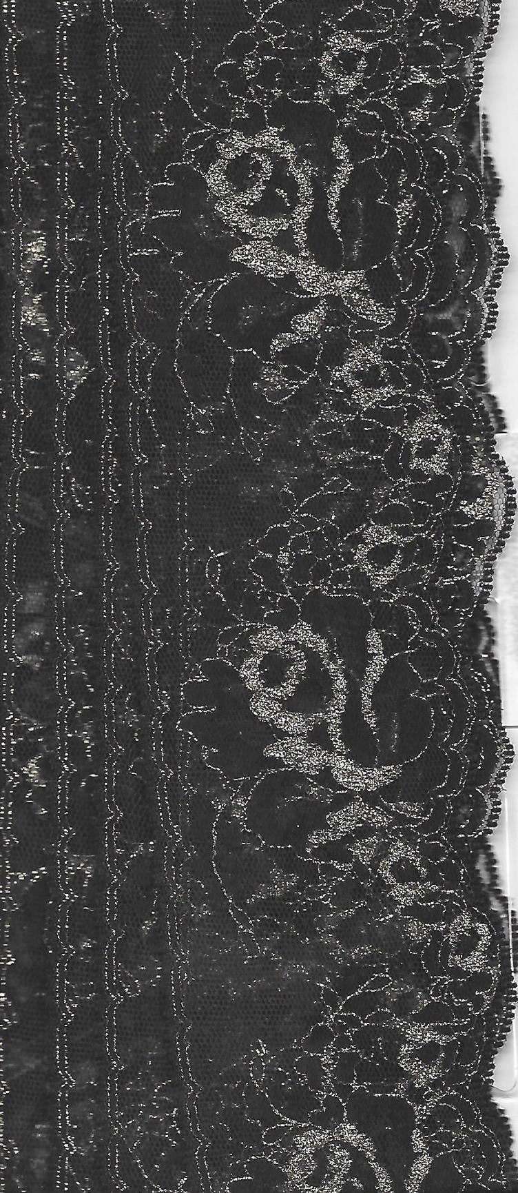Baumwoll Spitzenband, schwarz mit goldigen Rosen