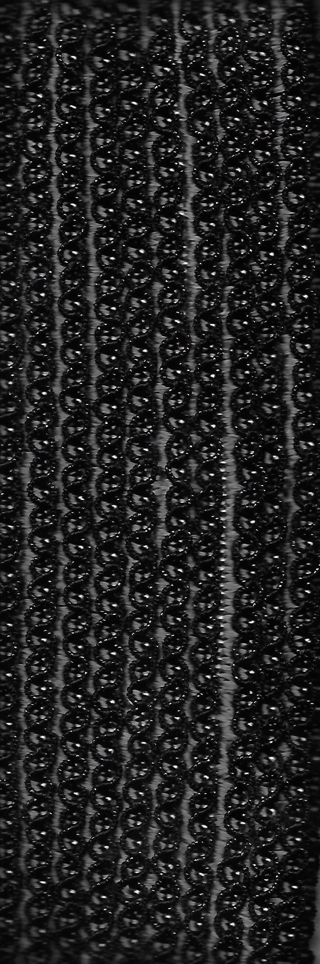 Deko Zierband grau mit schwarzem Glasperlenband verschränkt
