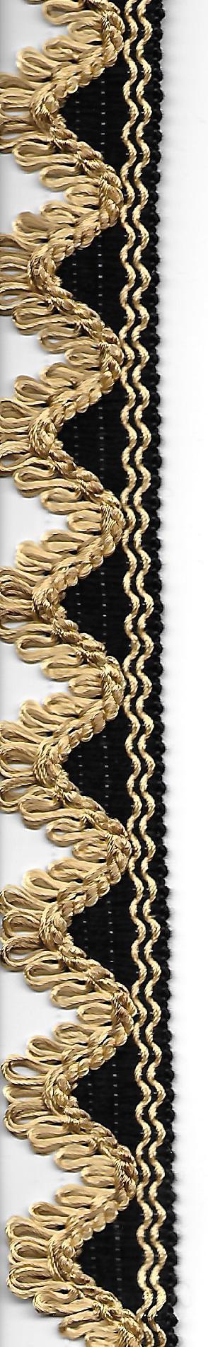 Baumwolle Spitzenband schwarz mit goldiger Welle