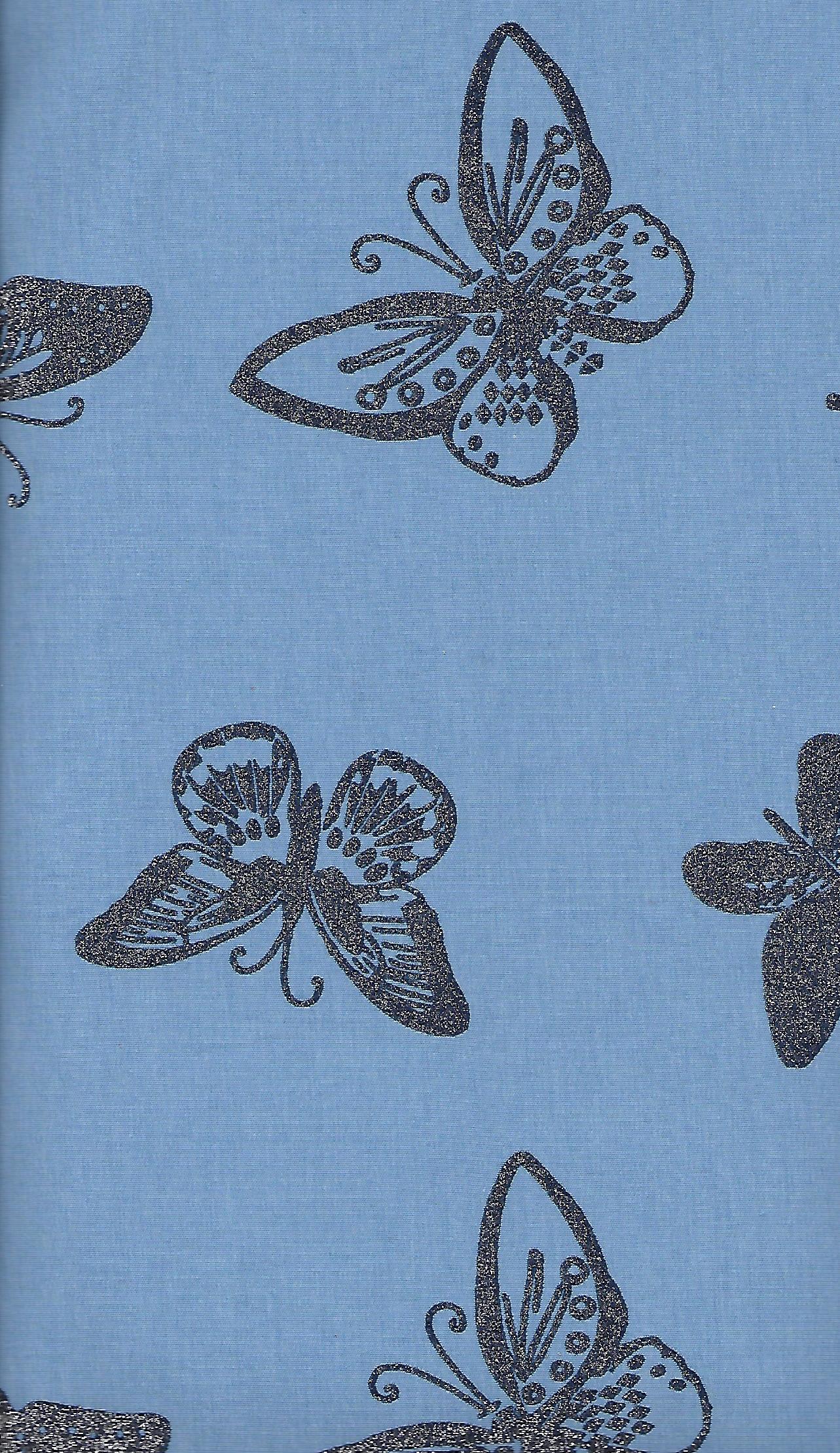 Jersey, hellblau mit Glimmerblauem Schmetterling, Oeko-Tex, 50