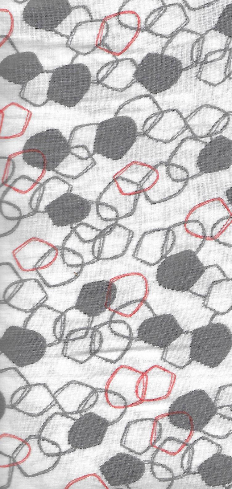 Double Gauze, weiss, mit grau und orangen 5 Ecken, 100 % Baumwolle