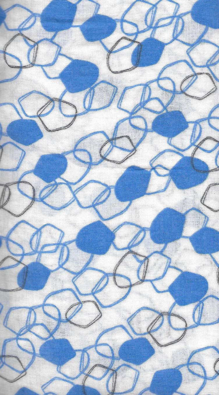 Double Gauze, weiss, mit grau und orangen 5 Ecken, 100 % Baumwolle