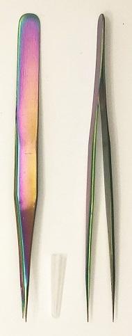 Pinzette, Metal, Nickelfrei, 13.5cm, matt-gebürstet Gold Regenbogenfarben
