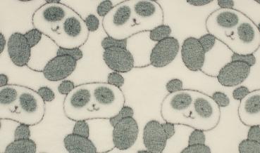 Fleece, weiss mit grauen Pandas, 100 % Polyethylen