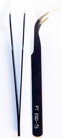 Pinzette gebogene Spitze, Metall, Nickelfrei, 11,5 cm, matt-gebürstet, schwarz