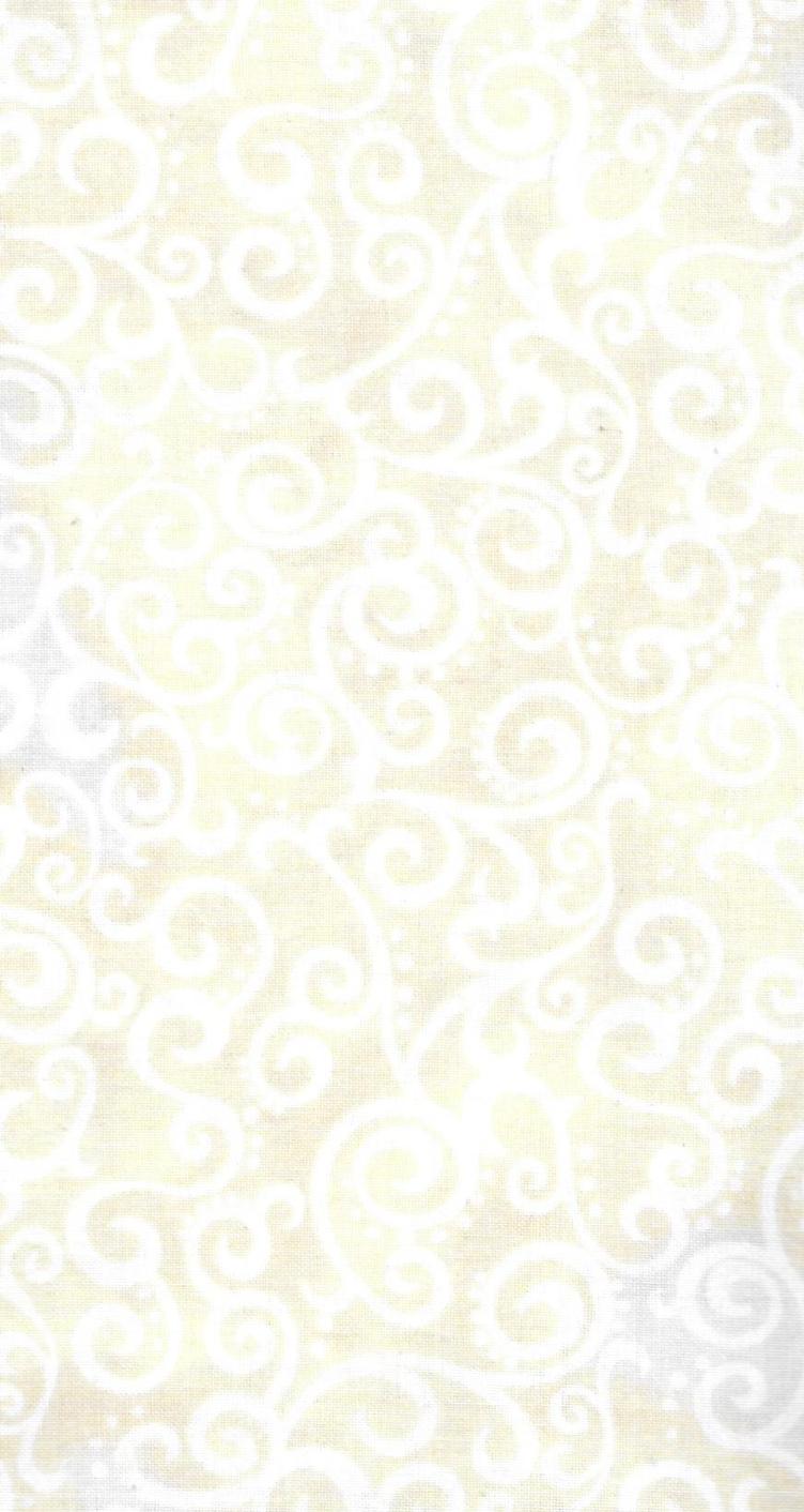 Baumwolle, beige und hellbraun mit rohweissen Ornamenten, für Patchwork, 100 % Premium Baumwolle