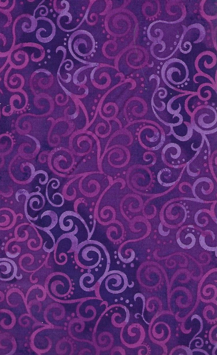 Baumwolle, violett mit hellvioletten, pink und dunkelpinkigen Ornamenten, für Patchwork, 100 % Premium Baumwolle