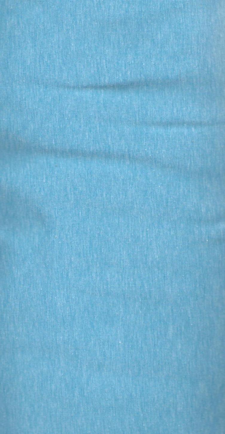 Jersey, hellblau meliert, 50 % Polyester, 40 % Baumwolle, 10 % Elastan