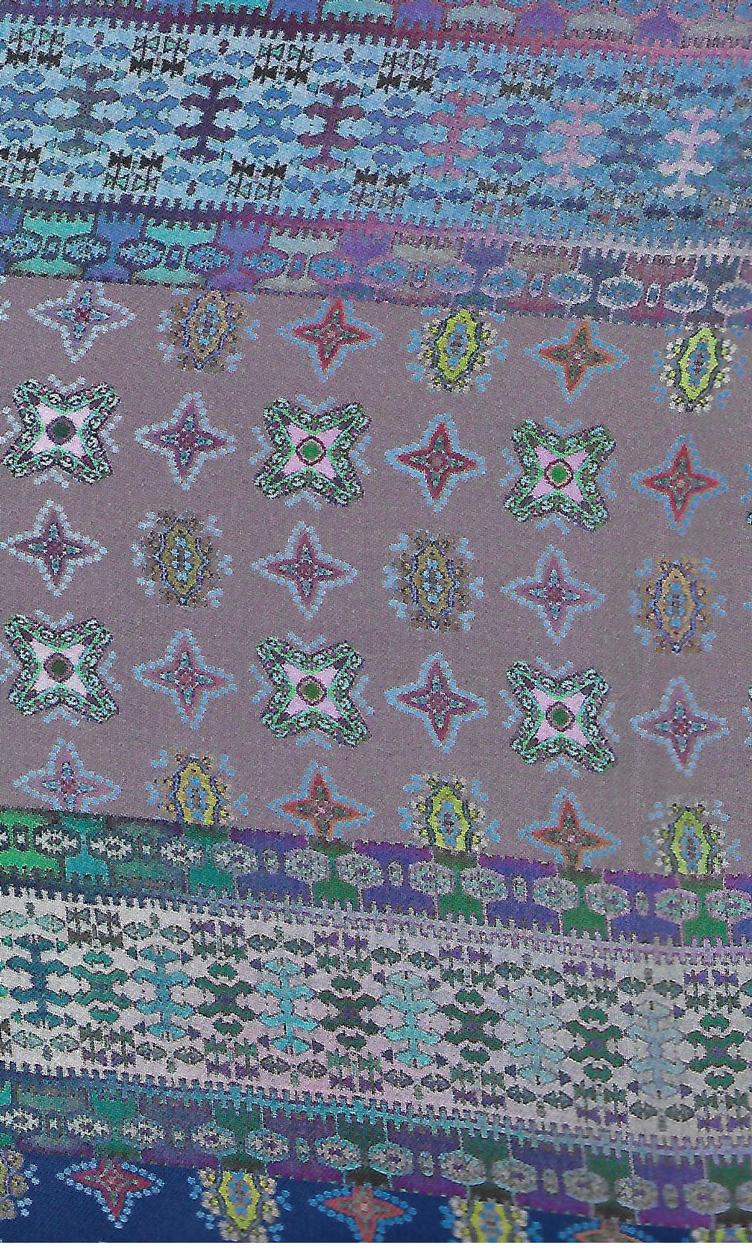 Viscose, bunt mit 3 Rapporten, 100 % Viscose