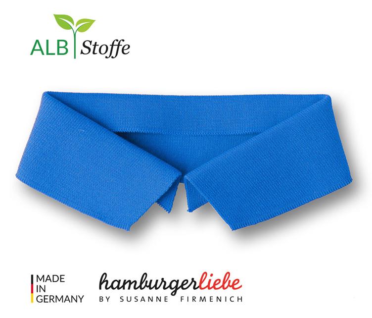 Polo-Shirt Kragen, uni blau, 100 % Bio-Baumwolle, Kragengrösse XL - 0