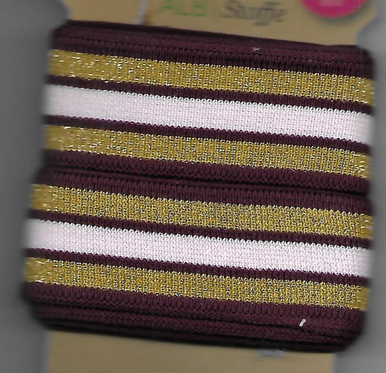 Hamburger Liebe Stripe ME Strickband, bordeaux, gold, hellrosa, 95 % Bio-Baumwolle, 5 % Lurex, 200 cm