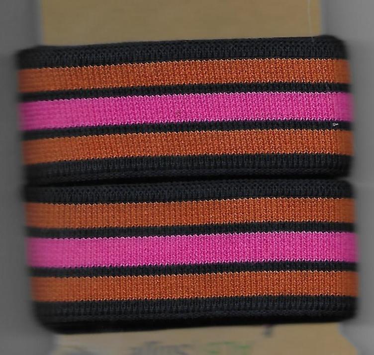 Hamburger Liebe Stripe ME Strickband, dunkelblau, rostbraun, pink, 100 % Bio-Baumwolle, 200 cm