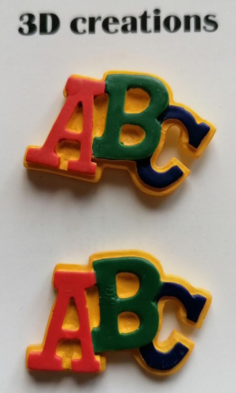Veendam Button Fashion, Buchstaben Alphabet, 3D Creation, 2 Stk.