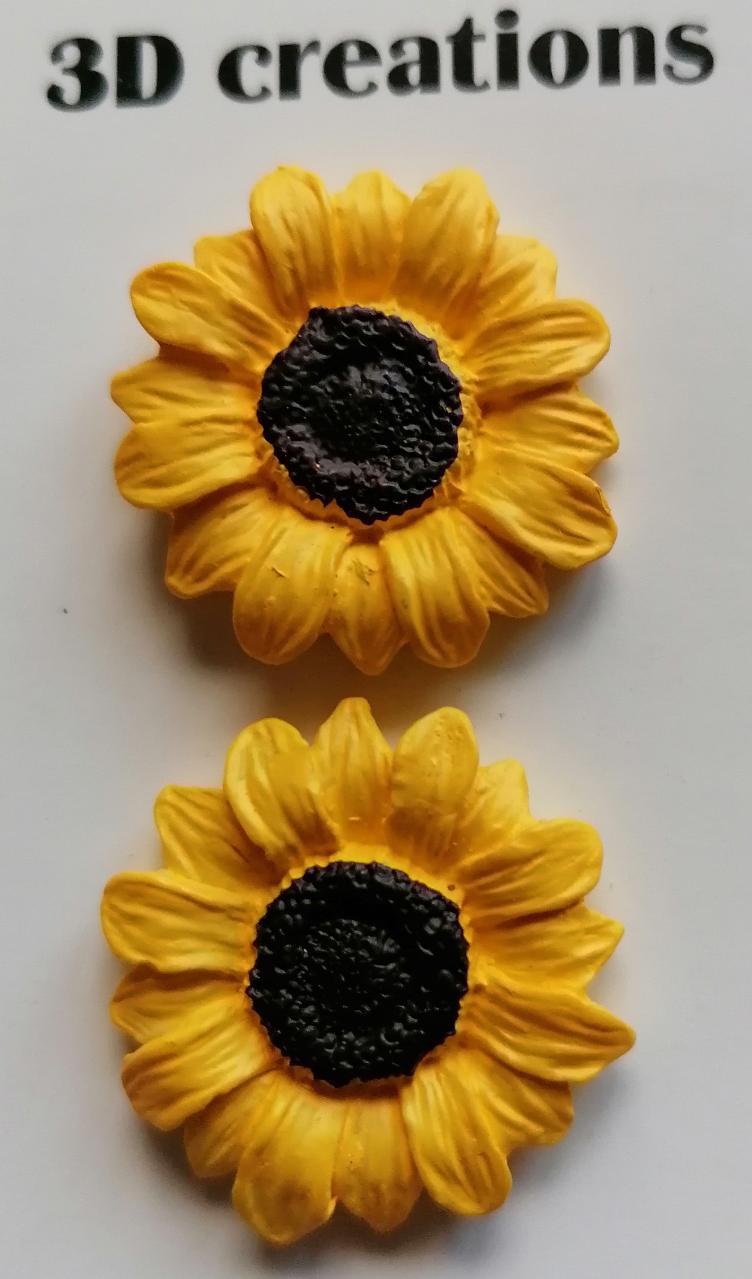 Veendam Button Fashion, Sonnenblume, 3D Creation, 2 Stk.