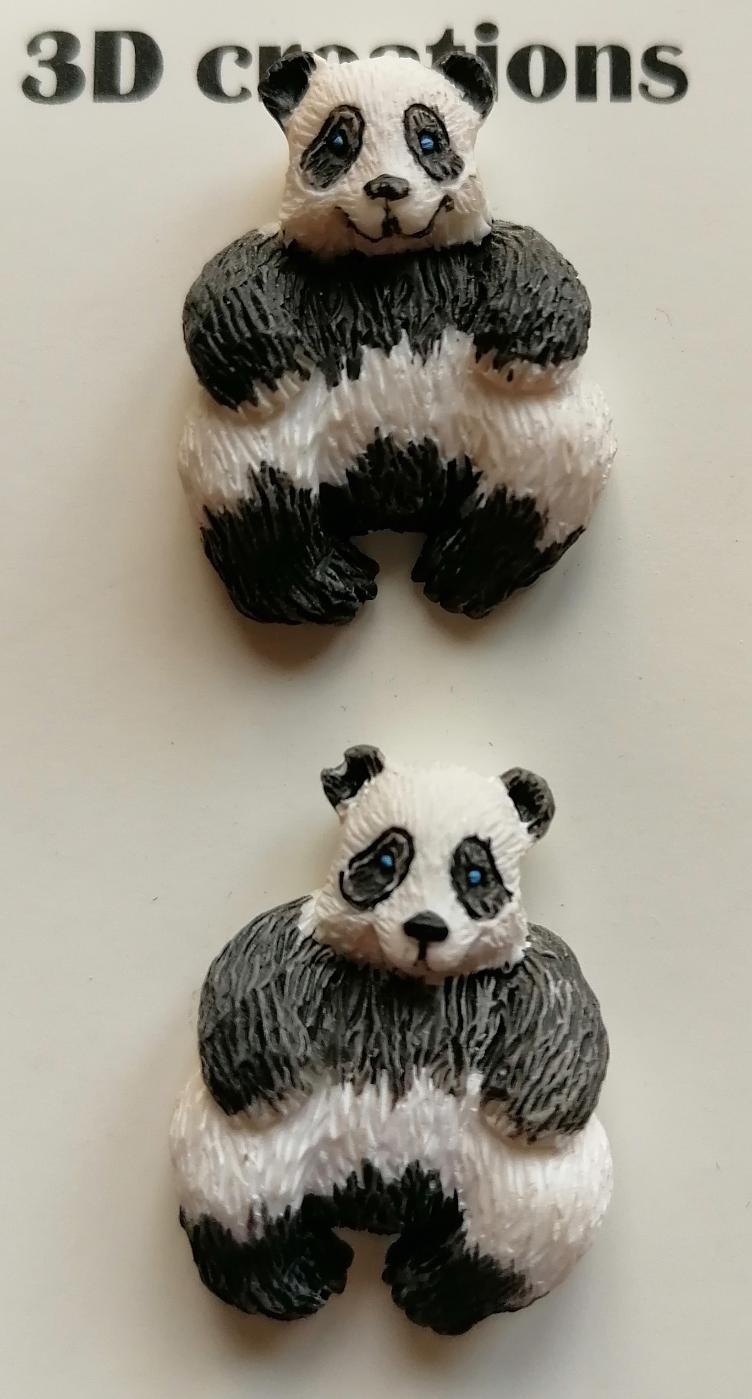 Veendam Button Fashion, Panda, 3D Creation, 2 Stk.