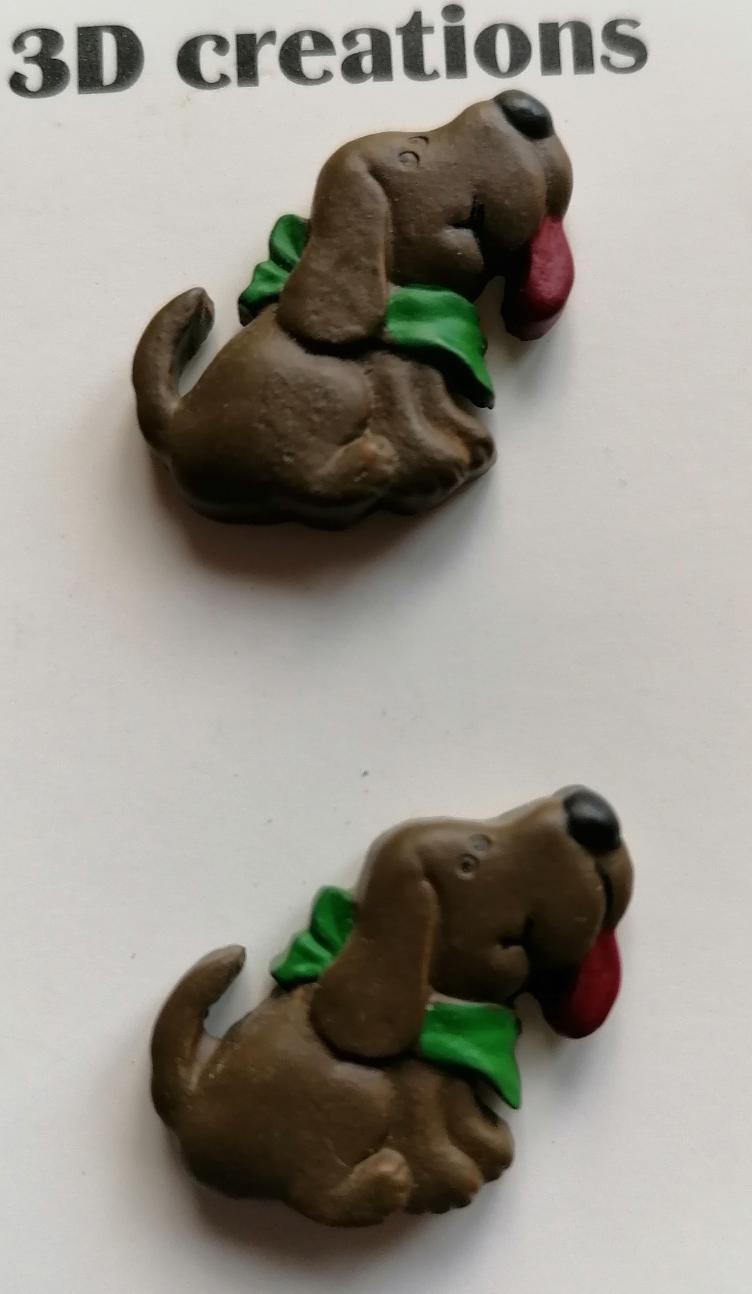 Veendam Button Fashion, Hund mit Halstuch, 3D Creation, 2 Stk.
