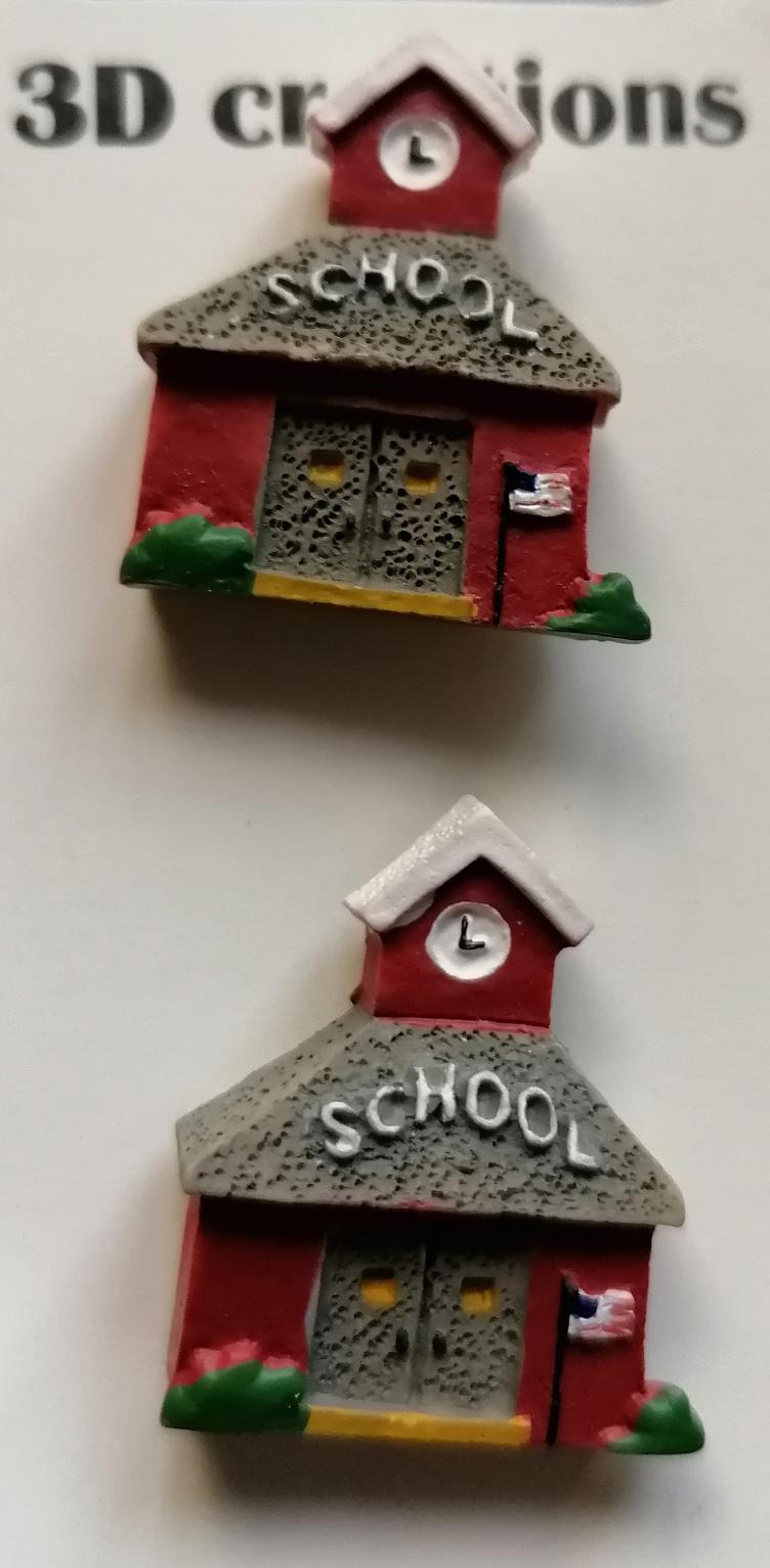 Veendam Button Fashion, Holzhaus Schule, 3D Creation, 2 Stk.