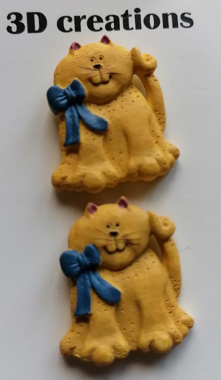 Veendam Button Fashion, Katze mit Schlaufe, 3D Creation, 2 Stk.