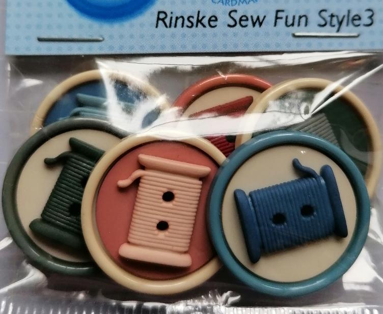 Dress It Up, Rinske Sew Fun Style3 (Mix aus verschiedenen Knöpfen mit Fadenspulen) 6 Stk.