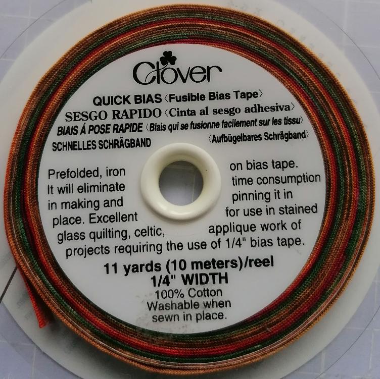 Clover Quick Bias Tape, matt, 1/4', aufbügelbares Schrägband, Erdfarbig, rot, gelb, grün, braun