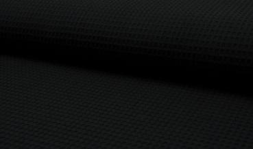 Waffelpique, uni schwarz, Oeko-Tex, 100 % Baumwolle