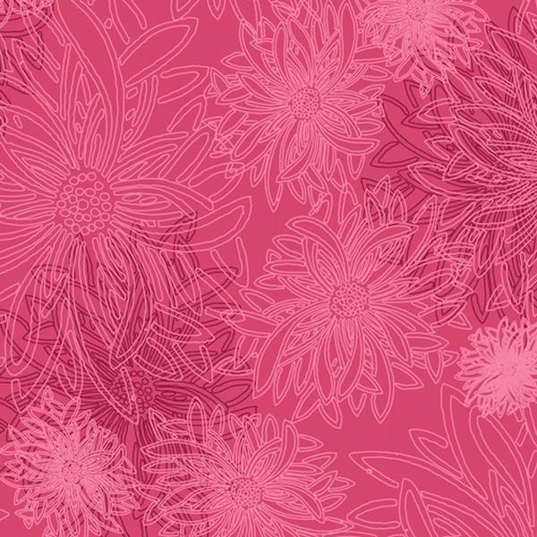 Baumwolle, pink mit hell- und dunkelpinken Blumen, für Patchwork, 100 % Premium Baumwolle