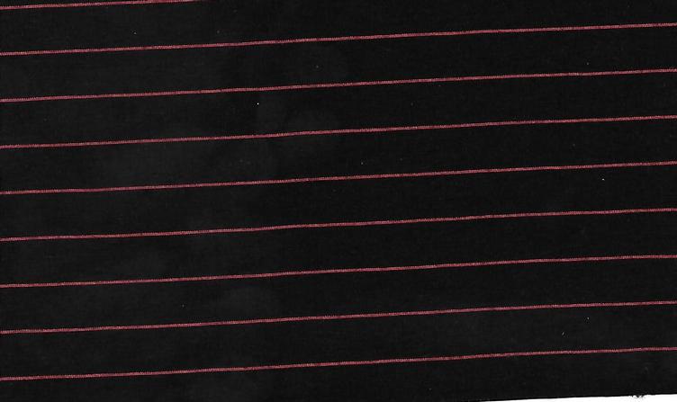 Jersey, schwarz mit roten Streifen, 95 %Baumwolle, 5 % Elastan