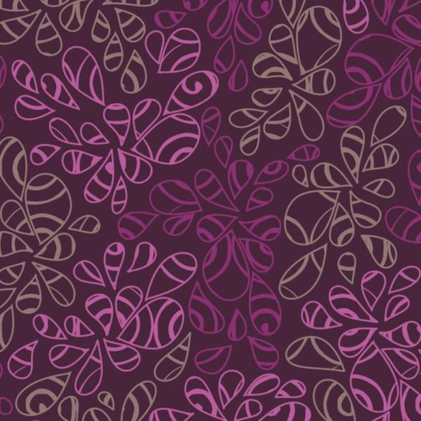 Baumwolle, pflaume mit violett, pink, braunen Blättern, 100 % Premium Baumwolle, für Patchwork