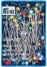 PRYM, Glaskopfnadeln, Stahl, 0.60 x 30mm, bunt, Dose a 10 gr