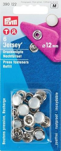 PRYM NÄHFREI DRUCKKNÖPFE, NACHFÜLLPACKUNG, 'JERSEY', 12MM, PERMUTTFARBIG, KARTE A 6 STK.
