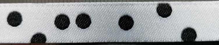 WEBBAND, PUNKTE, WEISS/SCHWARZ, 11MM BREIT, 100 % POLYESTER