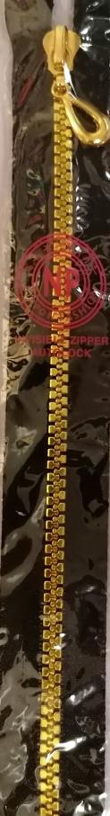 Reissverschluss Decor 6, teilbar, Col. 2110, schwarz mit goldiger Kette, 35 cm