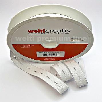 WELTICREATIV ELASTISCHES KNOPFLOCHBAND, GEHÄKELT-GEWIRKT, 18MM, WEISS