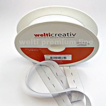 WELTICREATIV ELASTISCHES KNOPFLOCHBAND, GEHÄKELT-GEWIRKT, 25MM, WEISS